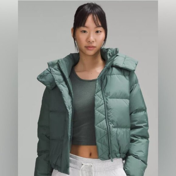 NWT Wunder Puff Medium Forest outdoor athletic 600-Down-Fill Cropped Jacket 12 - Picture 1 of 4